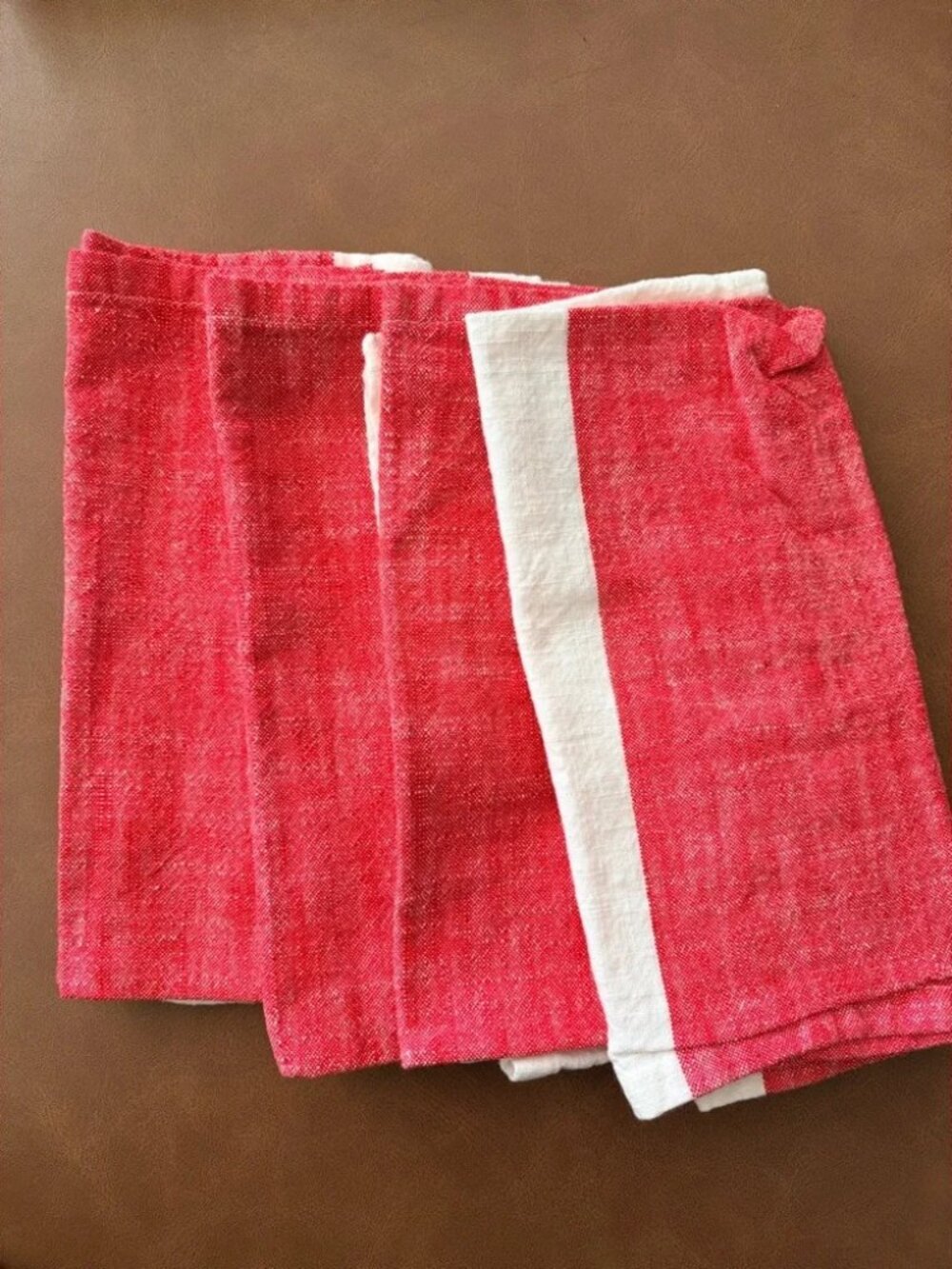 NWOT West Elm Red and White Cotton Napkins